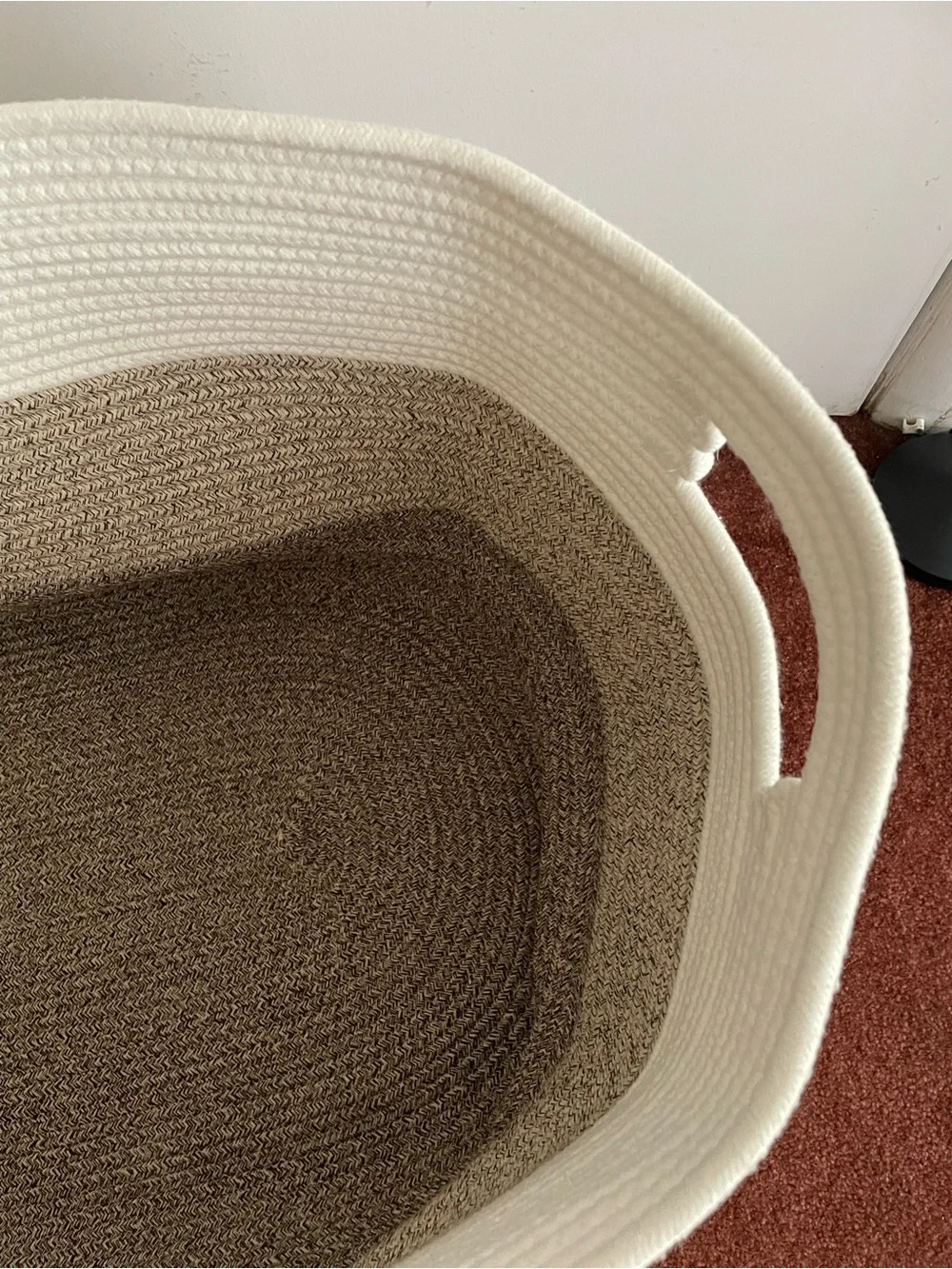 108L Jumbo Storage Basket – Cotton Rope White and Brown
